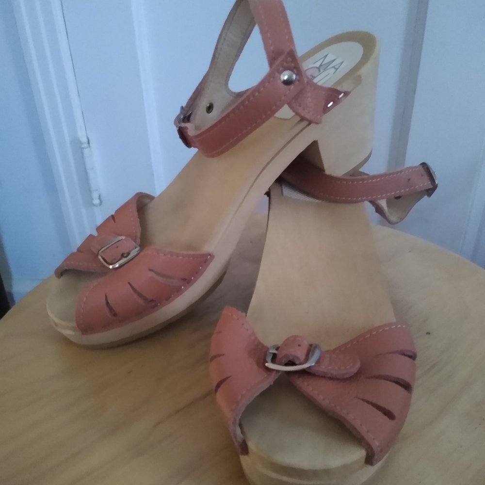 Strappy Mid Heel Clog Sandals